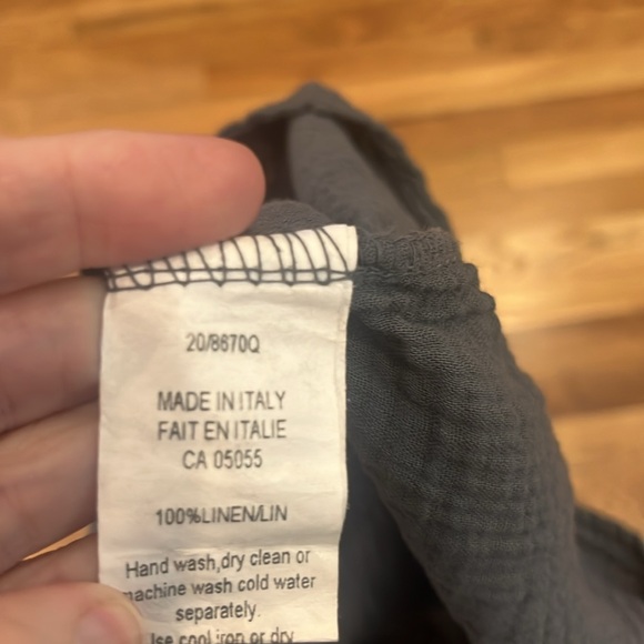 M made in Italy slate blue 100% linen large blouse v neck large - Picture 7 of 7